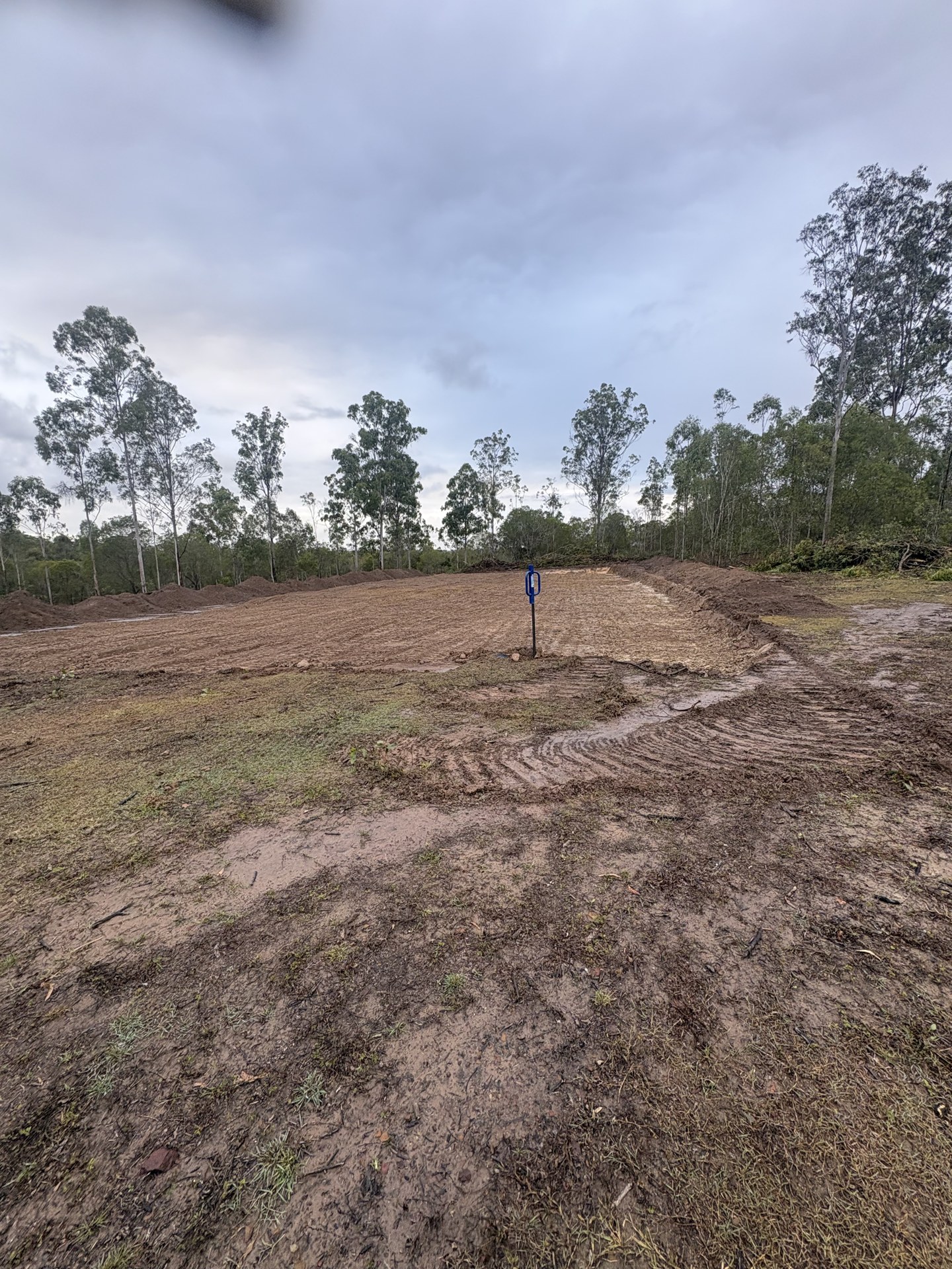 Level arena pad shaped and graded on a rural property near Gympie QLD