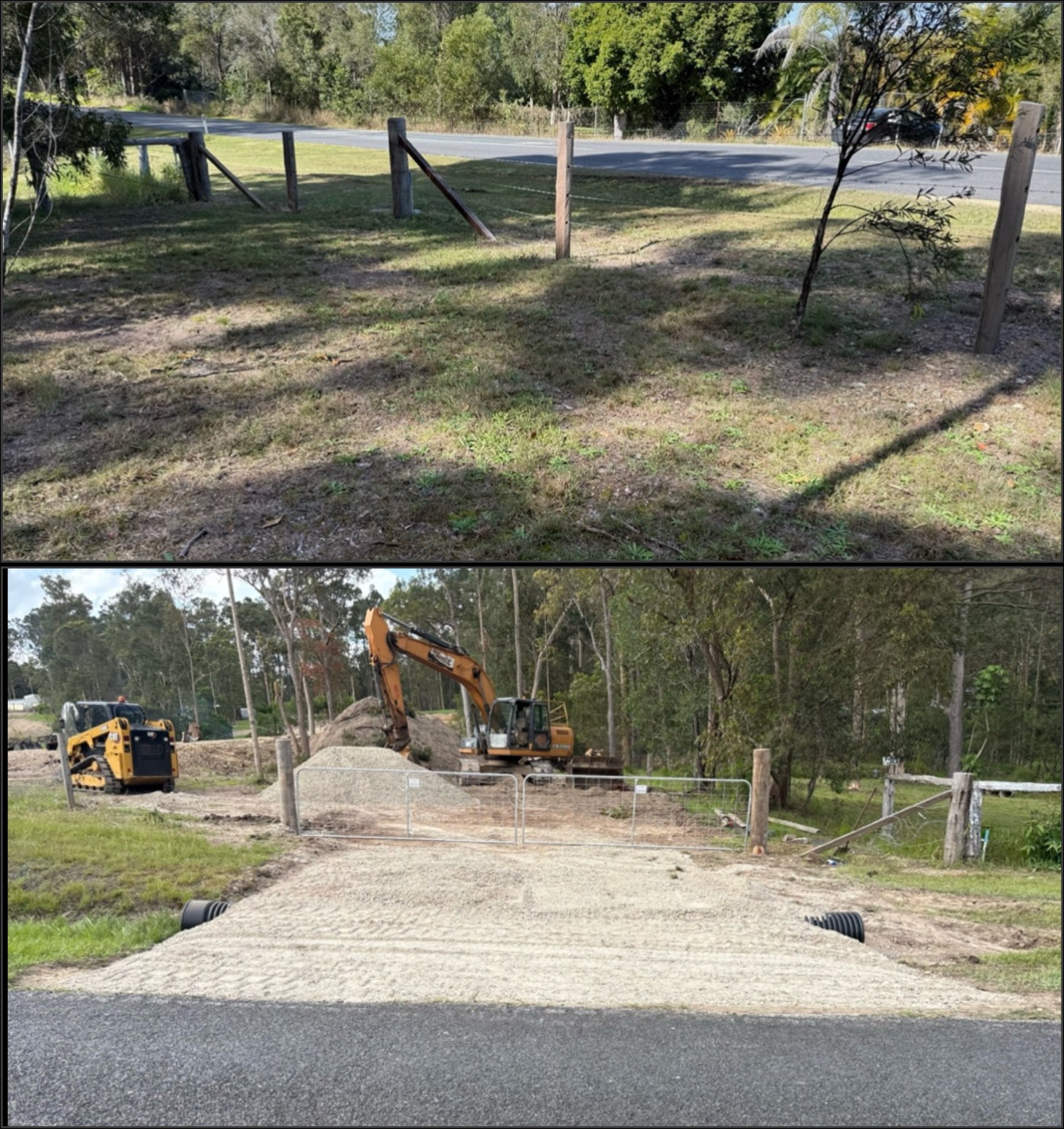 Before and after comparison of timber cleared from a rural block near Gympie QLD