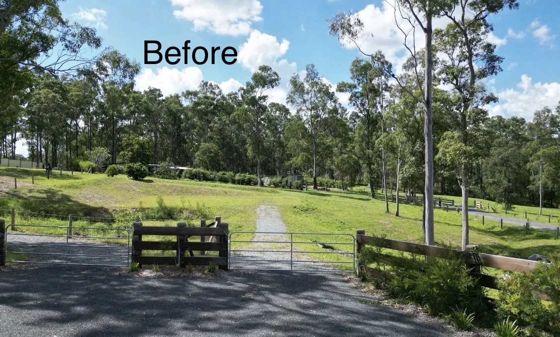 Grassed rural block before a shed site cut near Gympie QLD