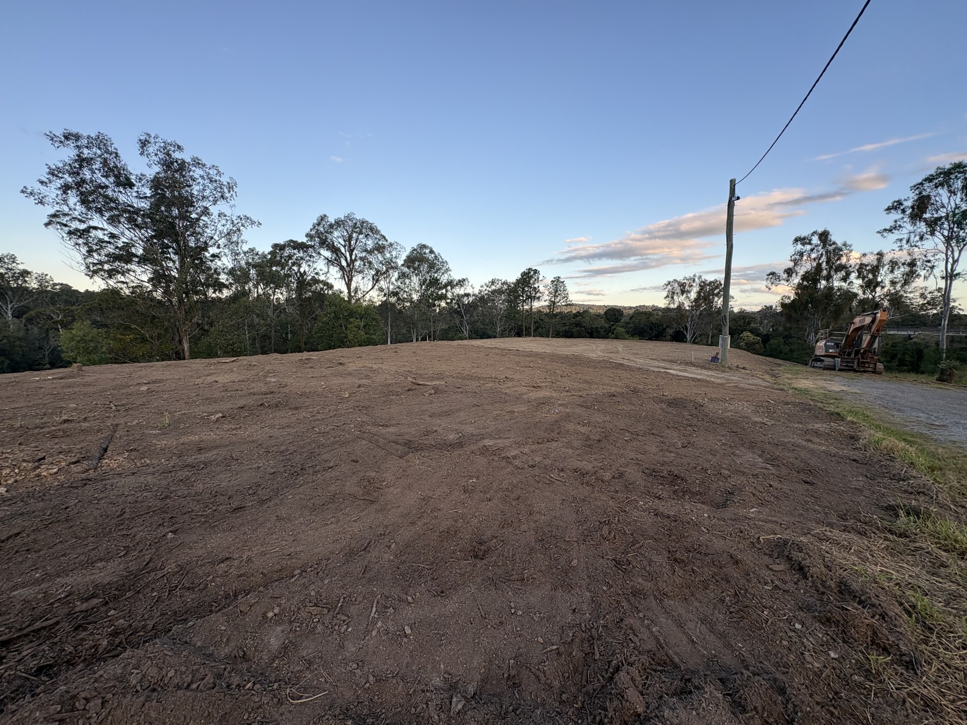 Compacted shed pad ready for construction at Mothar Mountain QLD