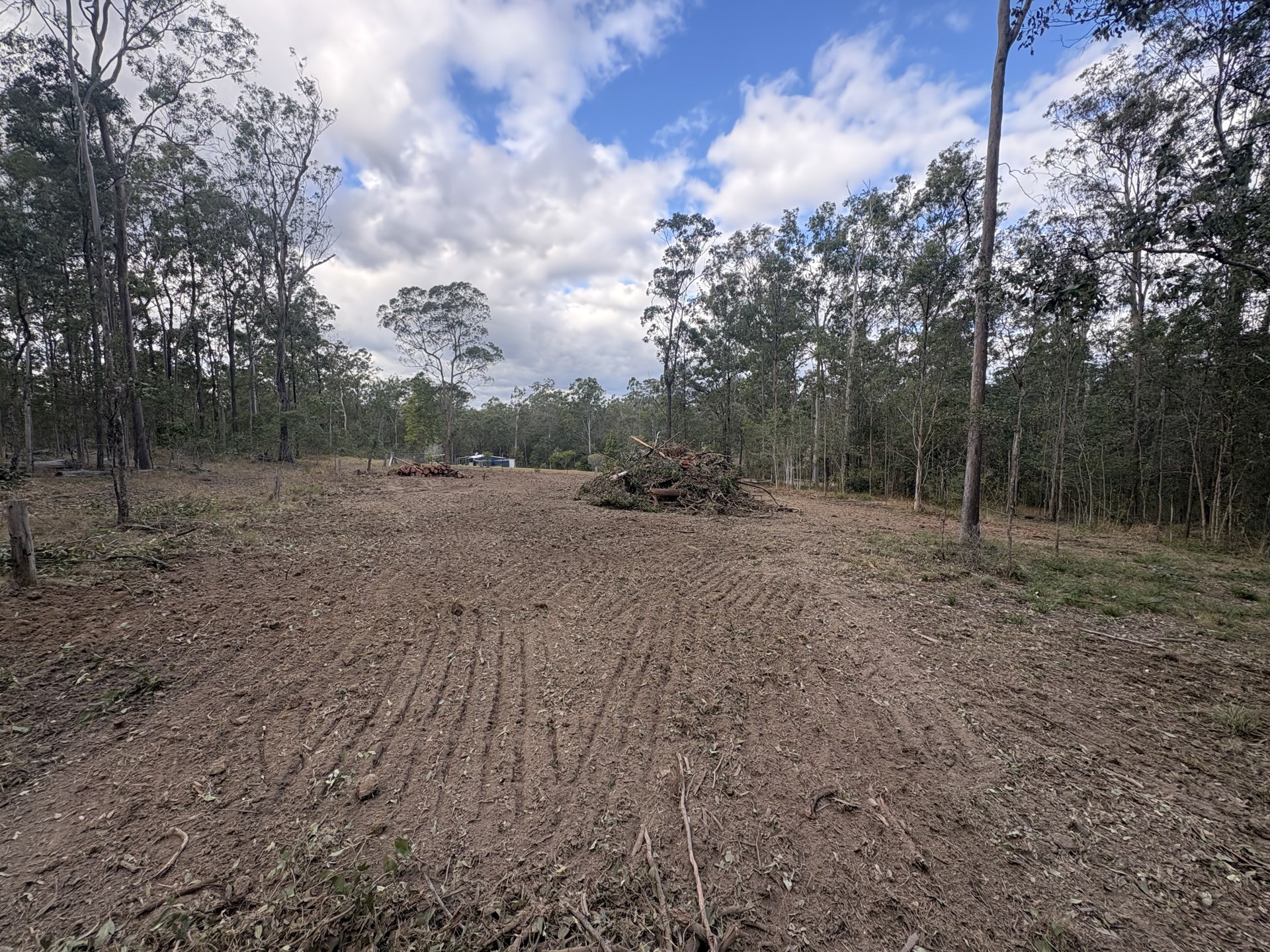 Cleared and stick raked paddock after land clearing at Glenwood QLD