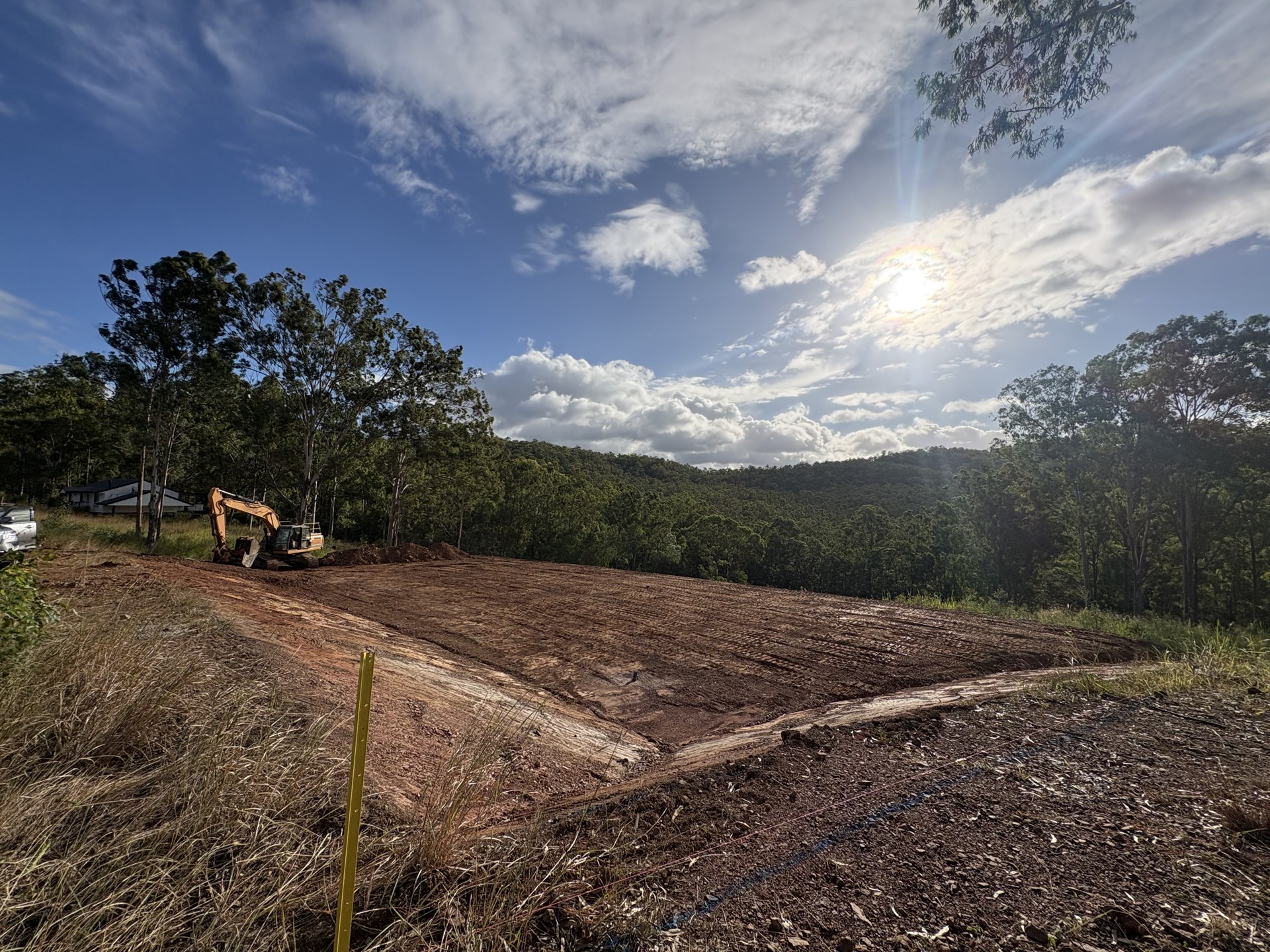 Finished building pad and access with drainage fall at Glastonbury QLD