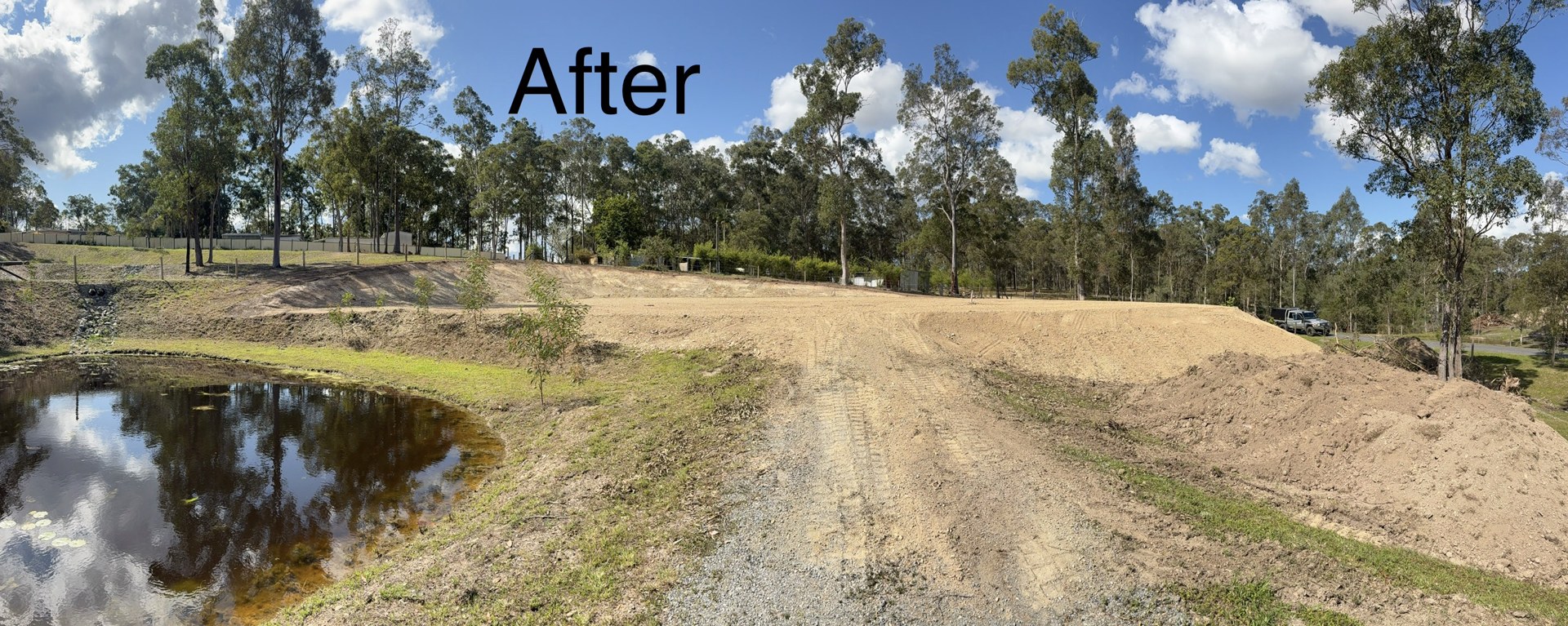 Finished pad and access area ready for a shed build near Gympie QLD