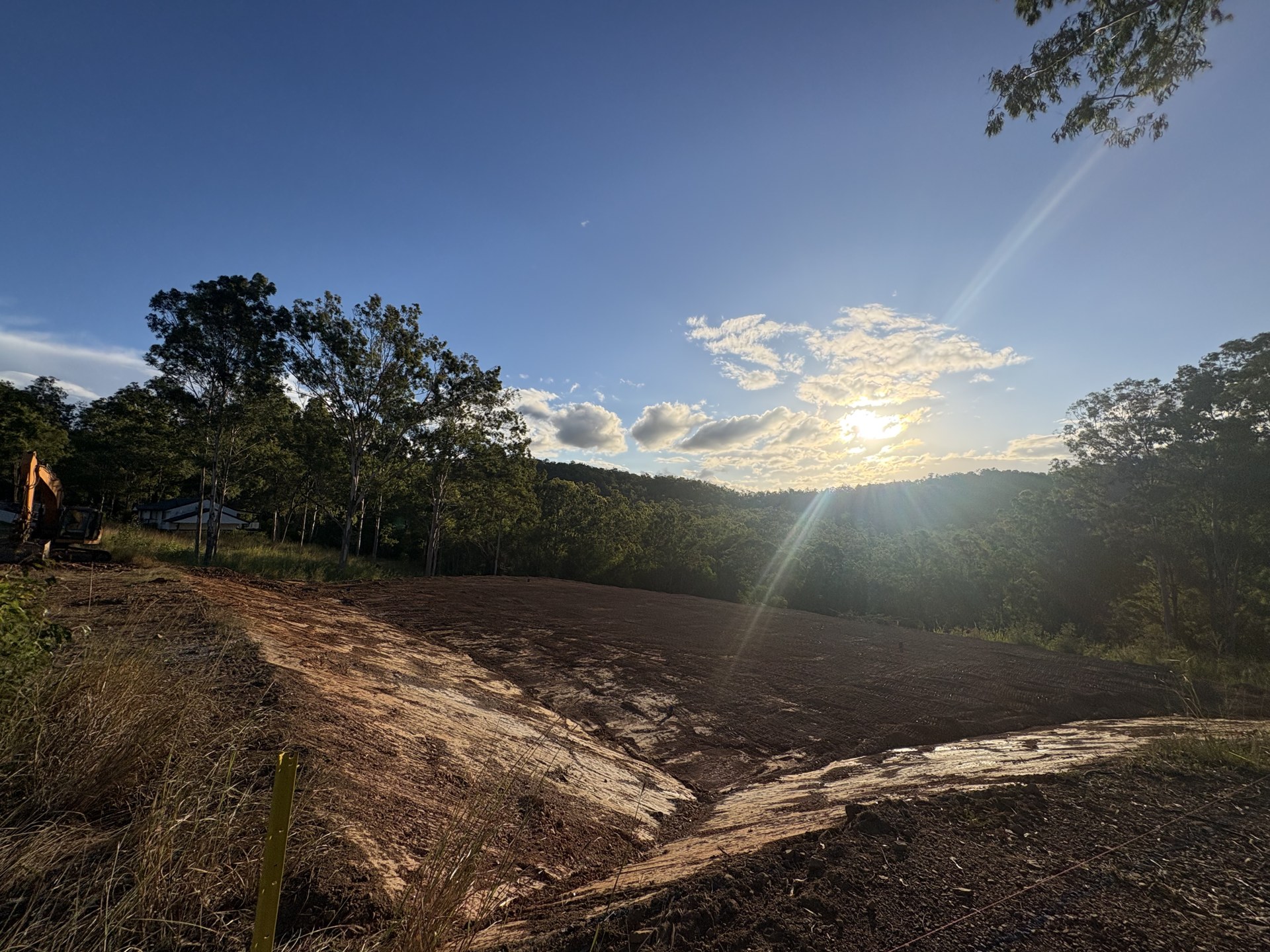 Completed level shed pad on a rural block at Glastonbury QLD