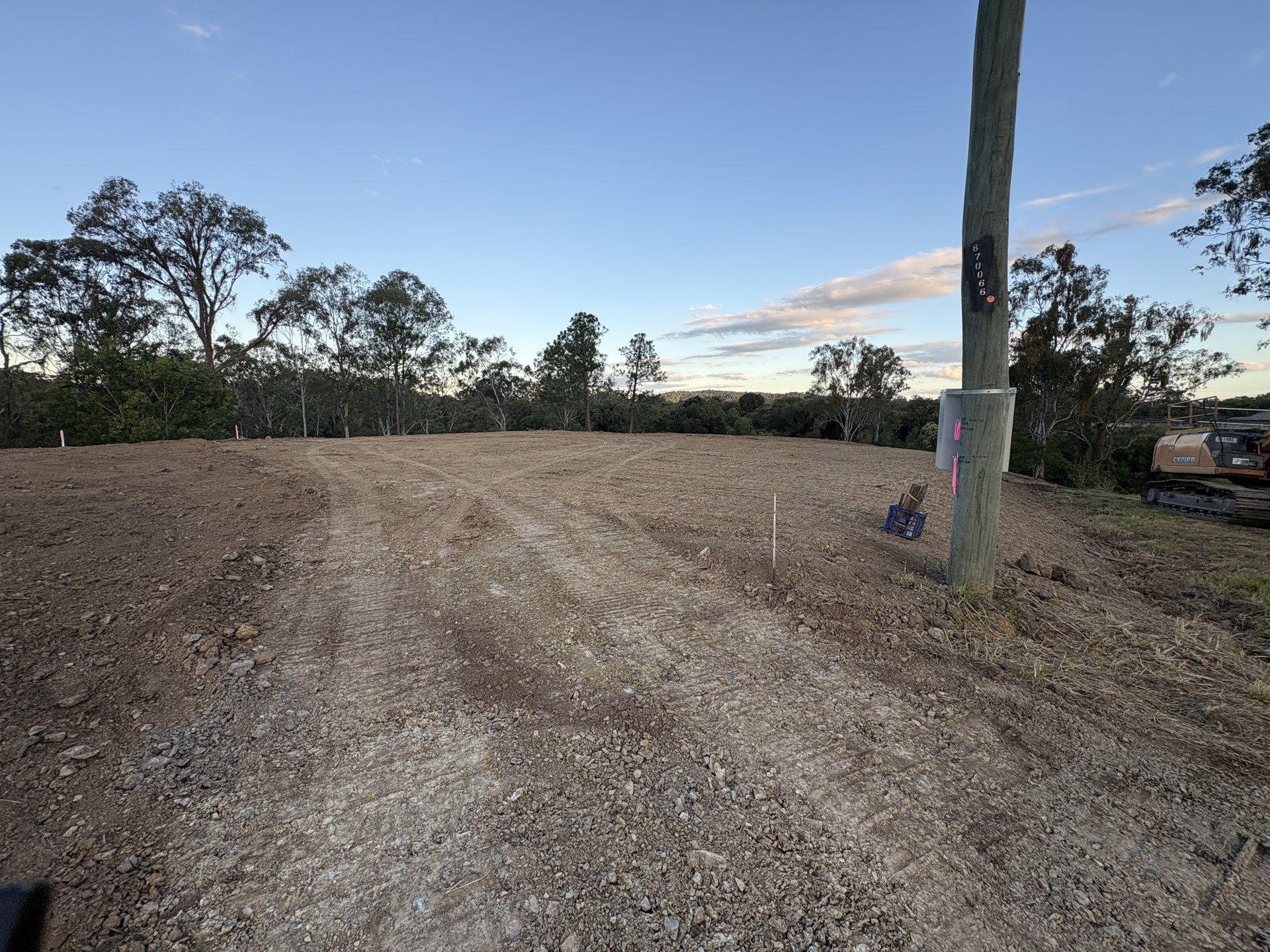 Shed pad and access area graded on a rural property at Mothar Mountain QLD